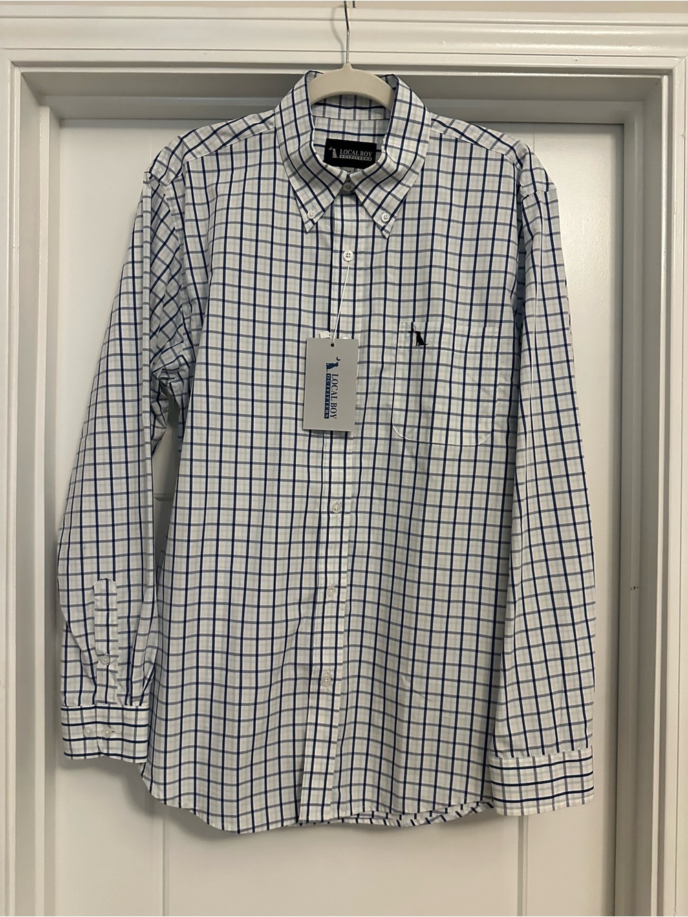 Local boy outfitters Blue Windowpane Button-Down Dress Shirt